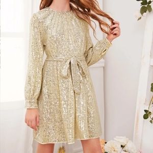 Girls gold sequin dress